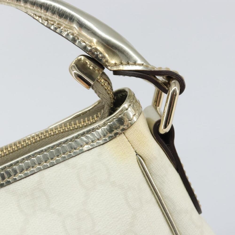 GUCCI GG Supreme Hand Bag PVC Leather White Gold 190258 Auth 157336 - Picture 9 of 16